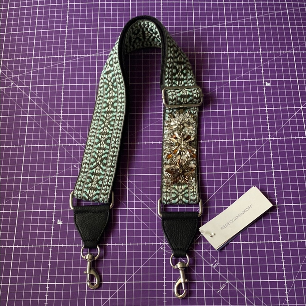 NWT Rebecca Minkoff Green and Black Belt with Intricate Design.